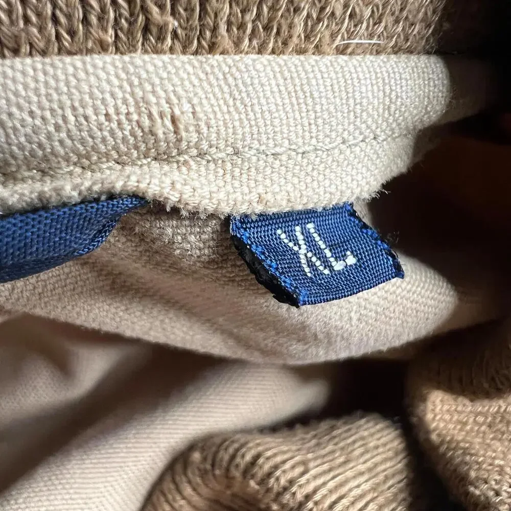 90s vintage Ralph Lauren Beige Harrington Jacket Men’s XL Zip Front‎ Ribbed Trim